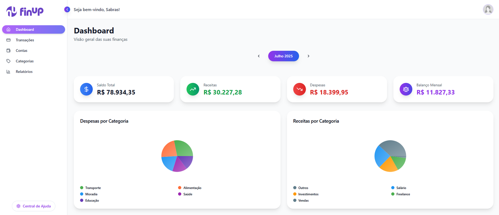 FinUp - Sistema de Finanças Pessoais